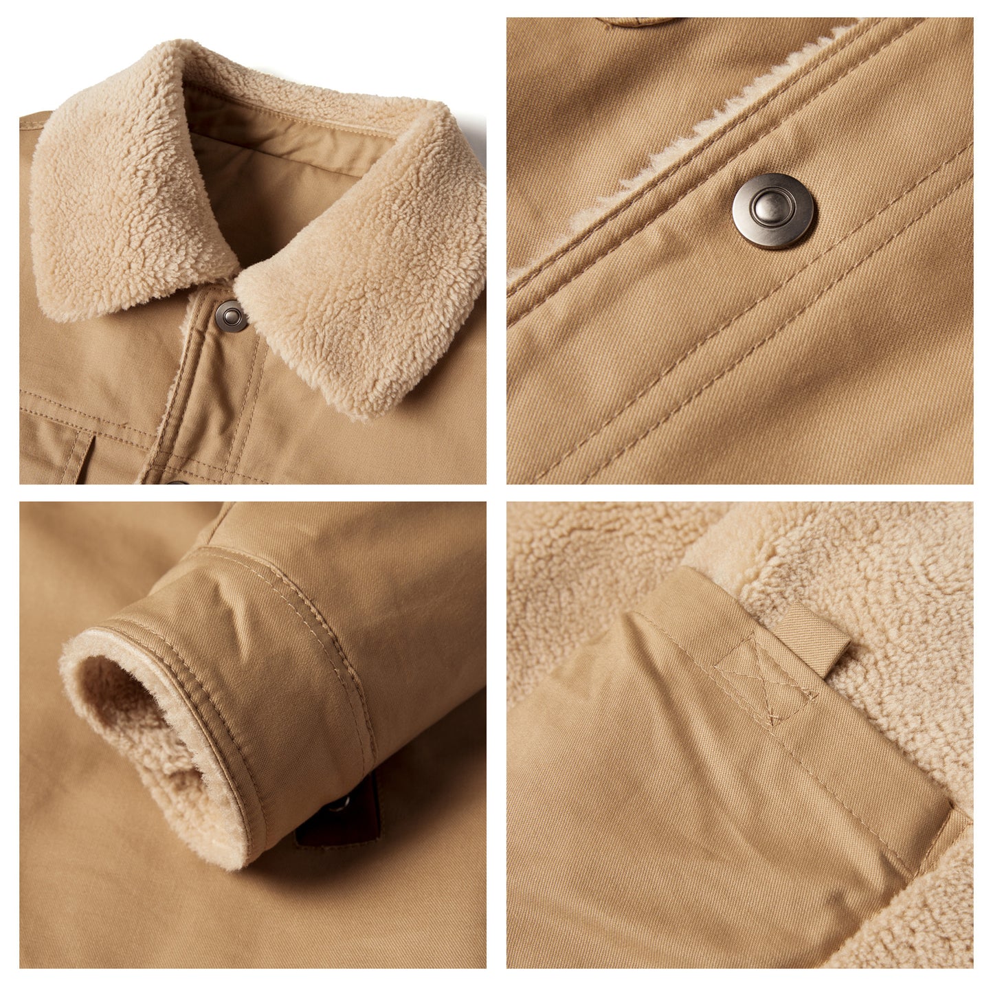 Men's Winter Jacket Lined Sherpa Jacket Warm Trucker Coat Multi Pocket