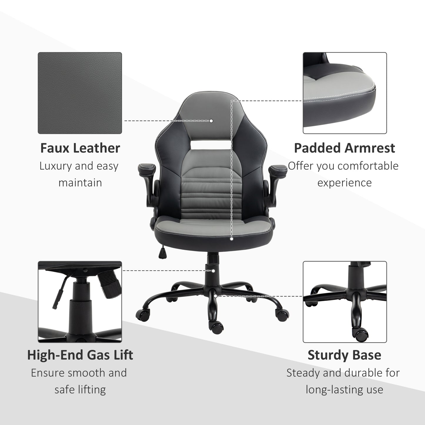PU Leather Gaming Chair with Flip-up Armrests