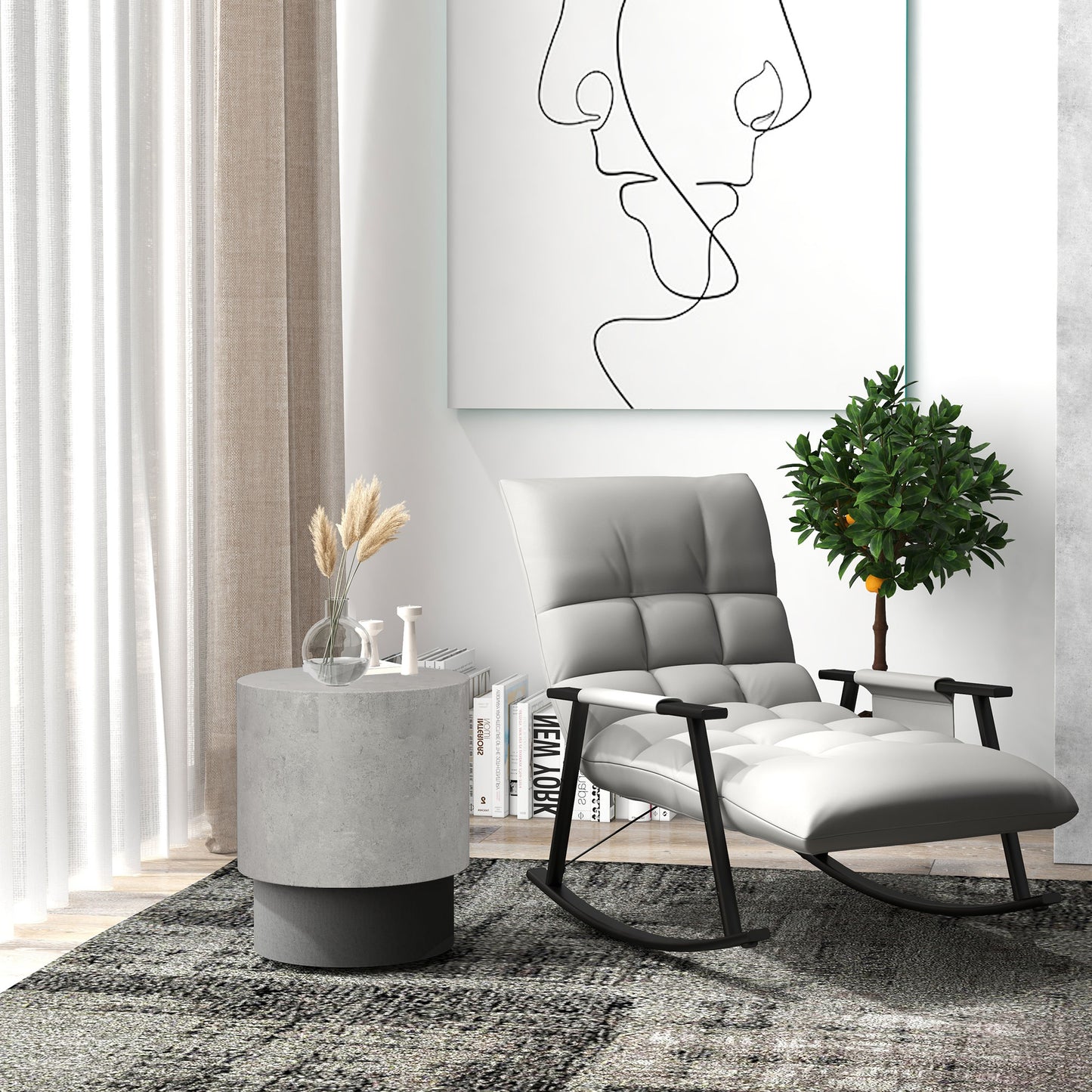 Lightweight Accent Table with Concrete Finish