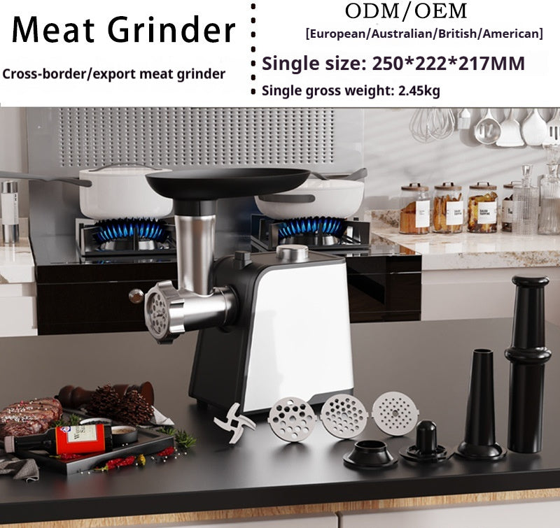 Small Household Multi-functional Stainless Steel Automatic Sausage Meat Grinder Meat Mincer Minced Pepper Garlic Paste