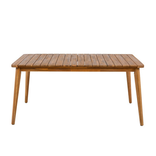 Acacia Wood Dining Table 6-Person Outdoor Table, Farmhouse Furniture For Patio, Garden, Backyard, Teak 180 LBS Weight Capacity 63L
