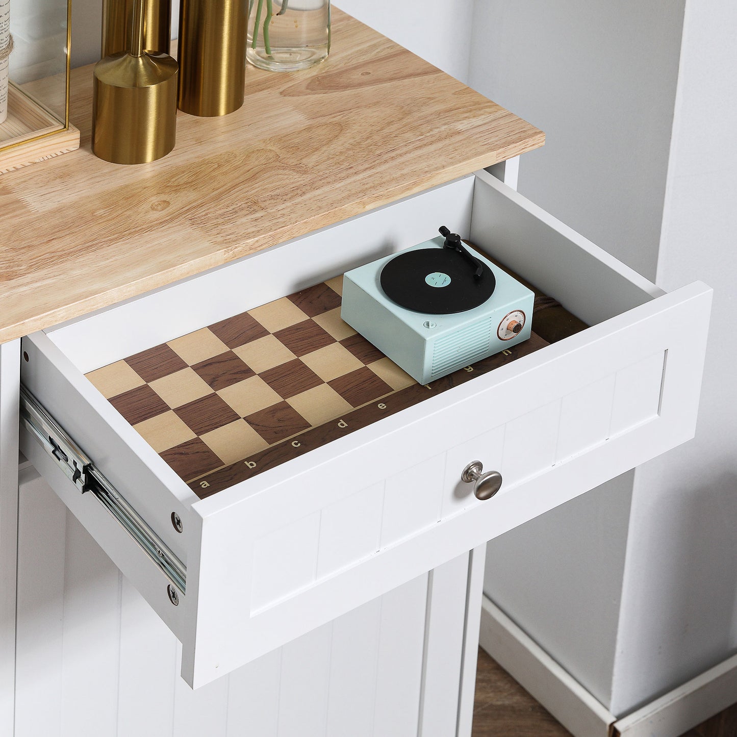 Kitchen Tilt Out Trash Bin Cabinet Free Standing Recycling Cabinet Trash Can Holder With Drawer